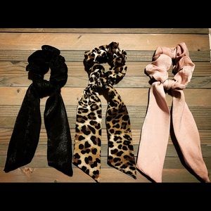 Scarf Scrunchies, Hair Scarf, Long Tail Scrunchie,
